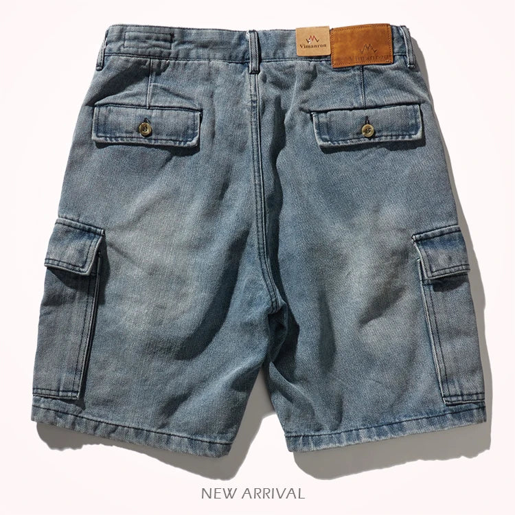 Retro Denim Utility Knee Shorts
