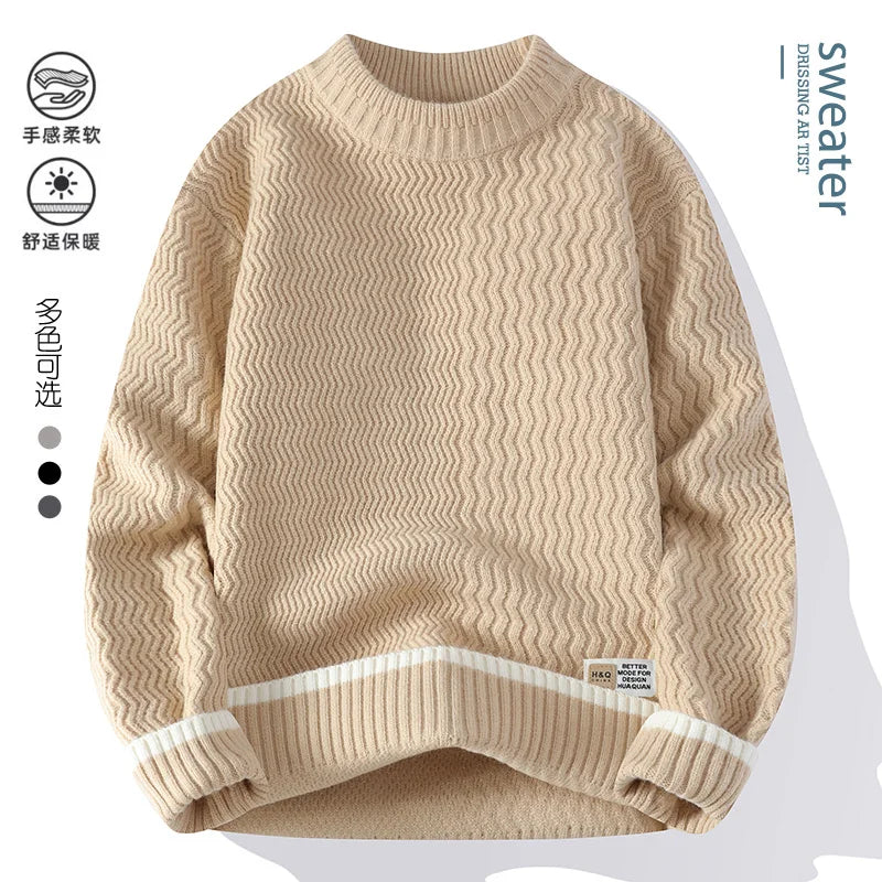 Men Casual Comfortable Warm Sweaters men round neck  Solid knitwear Men's High-Quality Fashion Trend Sweater 2025 Autumn/Winter