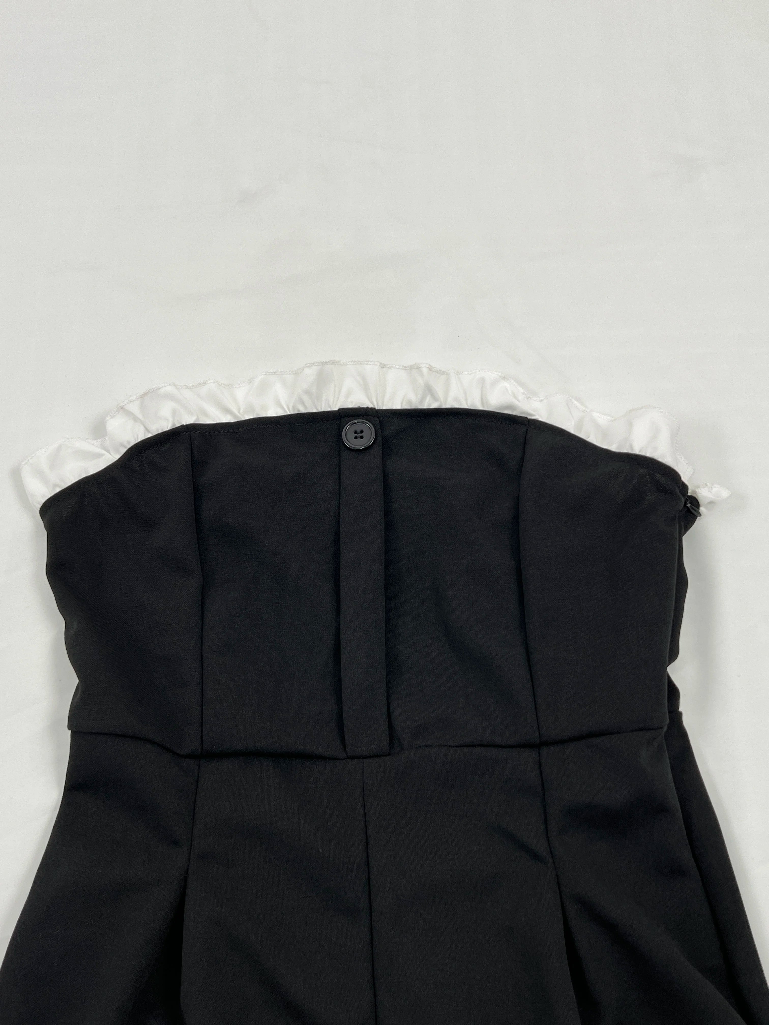 Jumpsuit Spring Summer Women Black Strapless White Ruffle Trim Wide Leg Chic Elegant Daily Date Party Jumpsuit