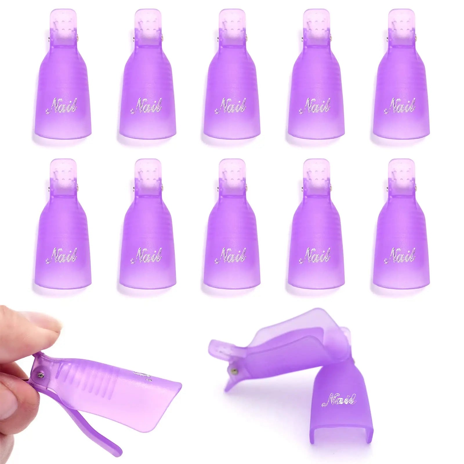 LULAA 10Pcs/16Pcs Plastic Nail Art Soak Off Cap Clip UV Gel Polish Remover Wrap Tool for Fingernail Removal Soak Off Clips