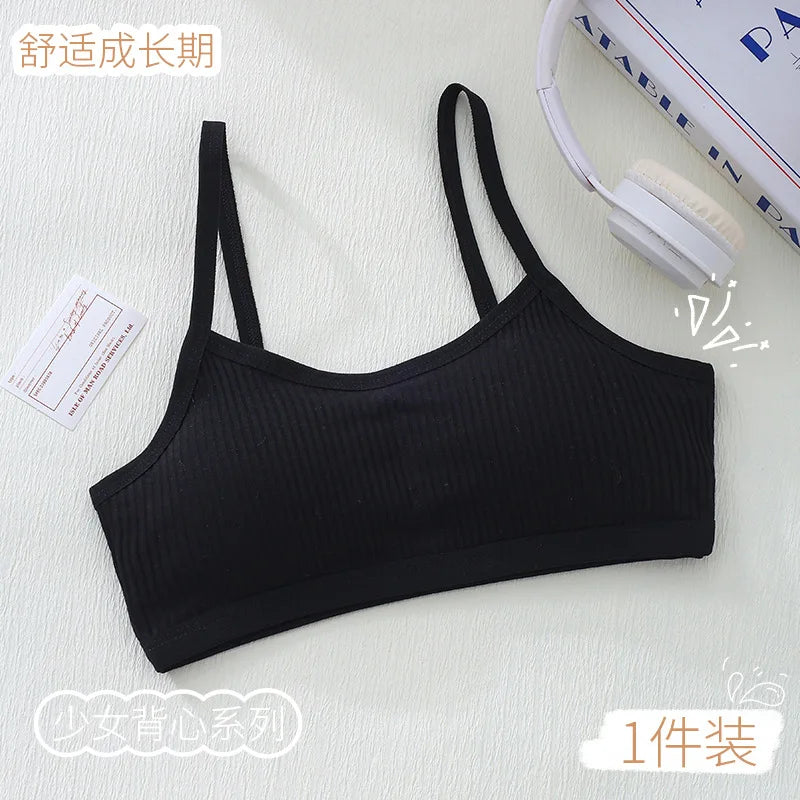 1PC Cotton Teenagers Girls Training Bras Solid Developmental Girls Sports Bras Soft Brassiere Kids Tank Tops Children Underwears