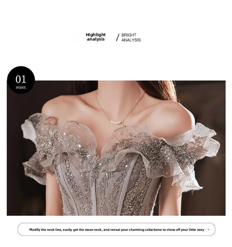 One Shoulder Fairy Style Evening Dress