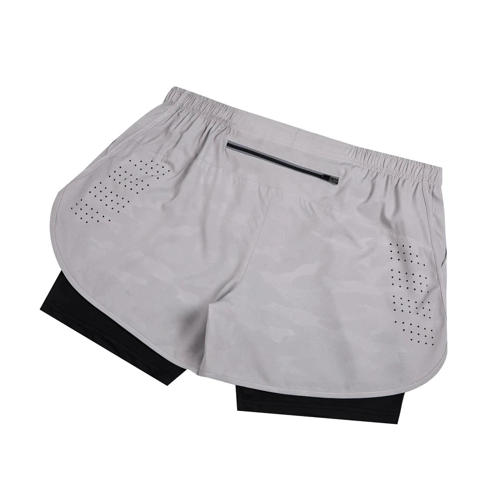Summer Men's Reflective Running Shorts Fitness Quick Drying Double-Layer Shorts Men's Exercise Training Bodybuilding Shorts