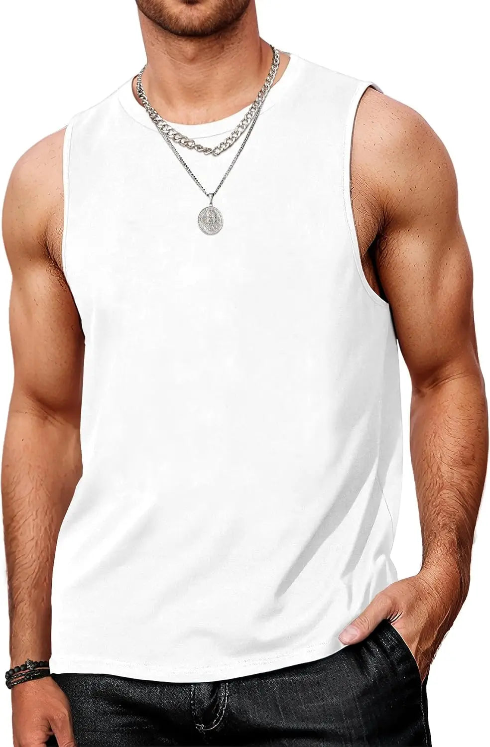 Mens Tank Tops Workout Sleeveless Shirts Summer Solid Color Polyester Quick Drying Tanks for Men Summer Beach Sports T-Shirts