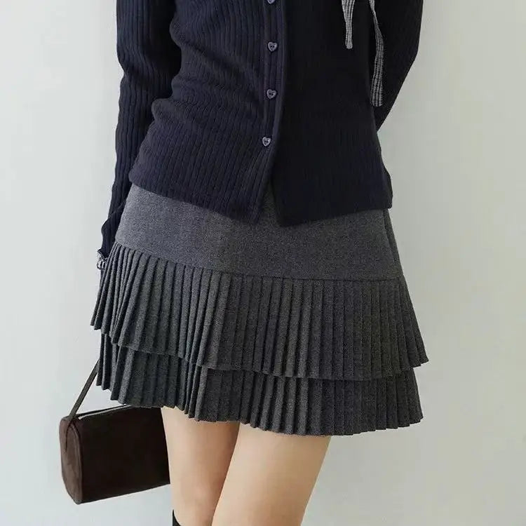 Vintage High Waist Pleated Mini