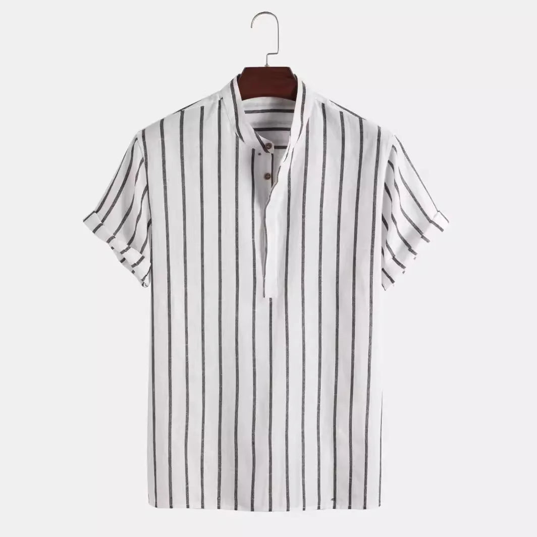 Modern Linen Stripe Shirt Men
