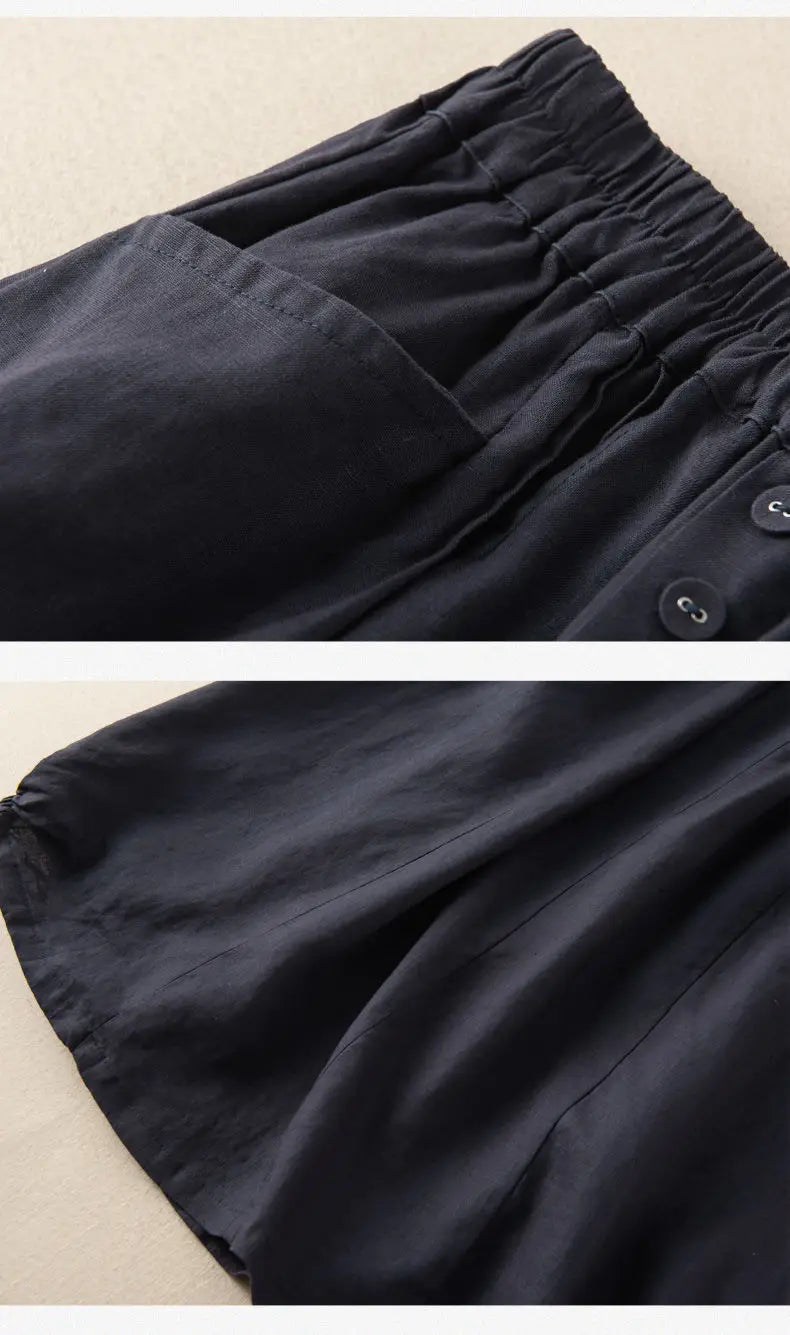 Women's Skirt Cotton Linen Casual Straight Skirts Woman Fashion 2026 Summer Loose Solid Color Button Long Skirts for Women