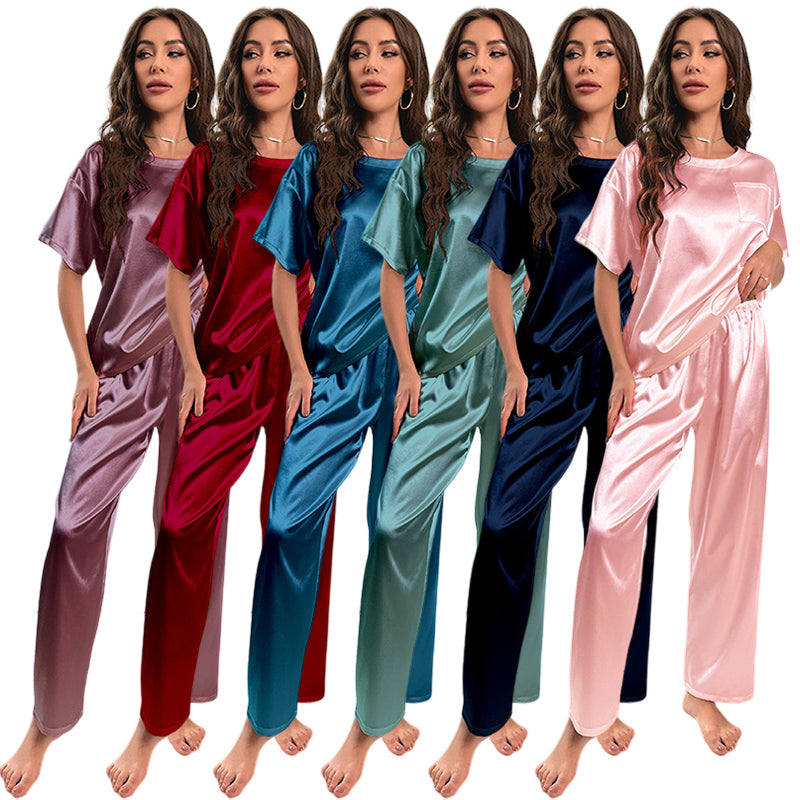 Pink Satin Short Pajama Set