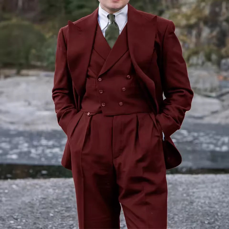 Elegant Double Breasted Three Piece Suit
