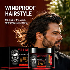 YUITIKUE Men Retro Hair Pomade 120g Strong All Day Hold Windproof Hairstyle No Greasy High Shine Hair Styling Wax For Men