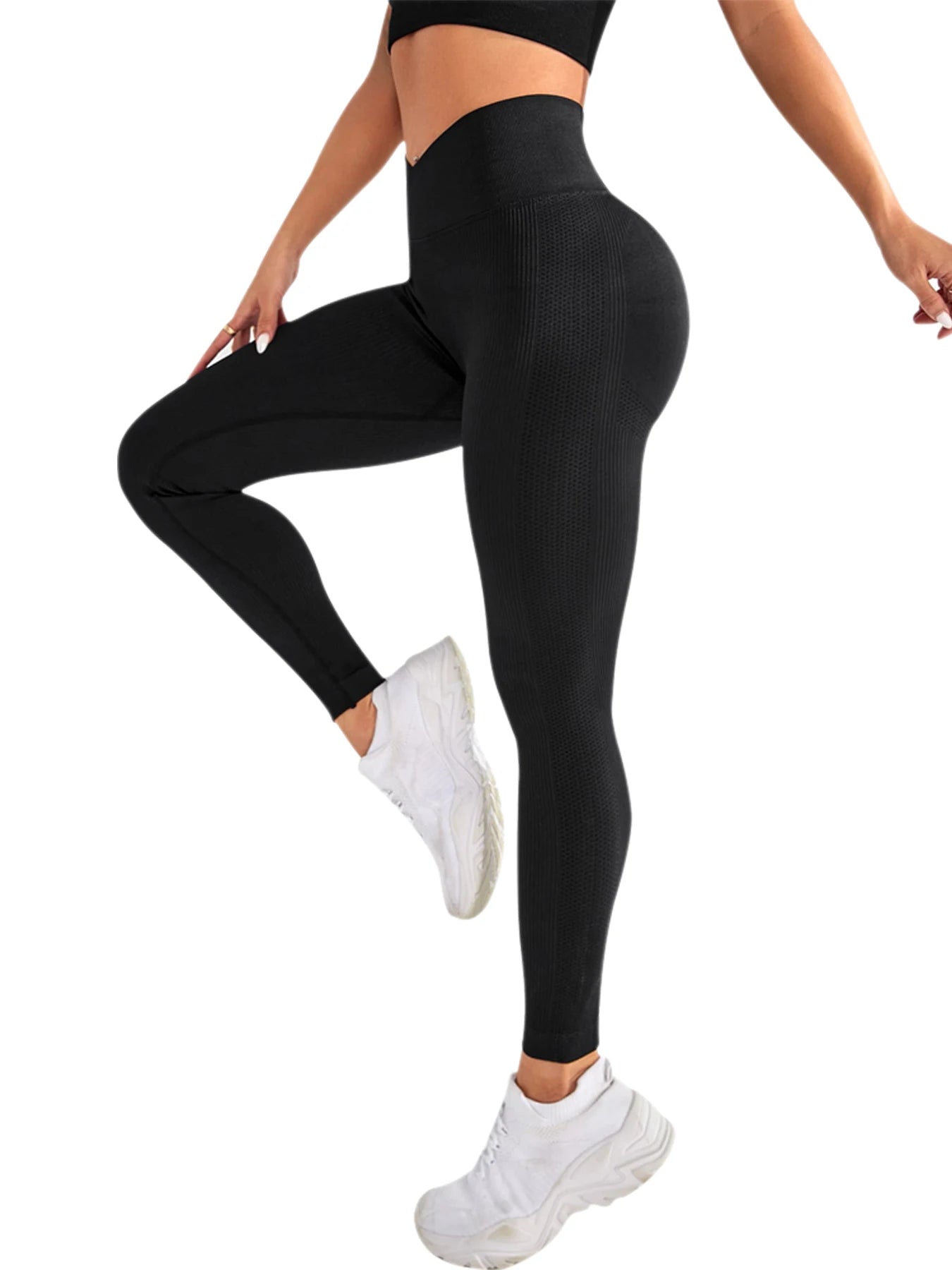 Women's Leggings Workout Cross Waist Elastic Bubble Butt Fitness Seamless Yoga Sports Tight Pants