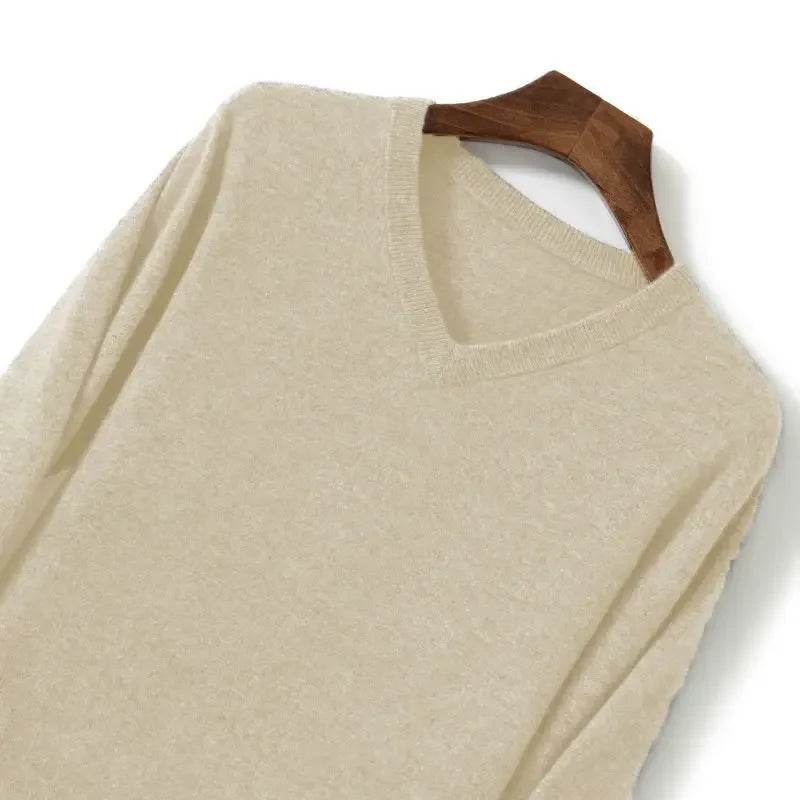 Thick Solid V-Neck Pullover