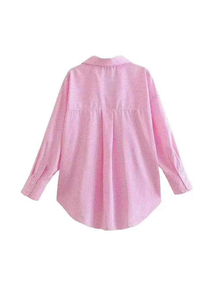 Striped Loose Casual Shirt Women