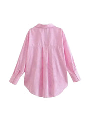 Striped Loose Casual Shirt Women