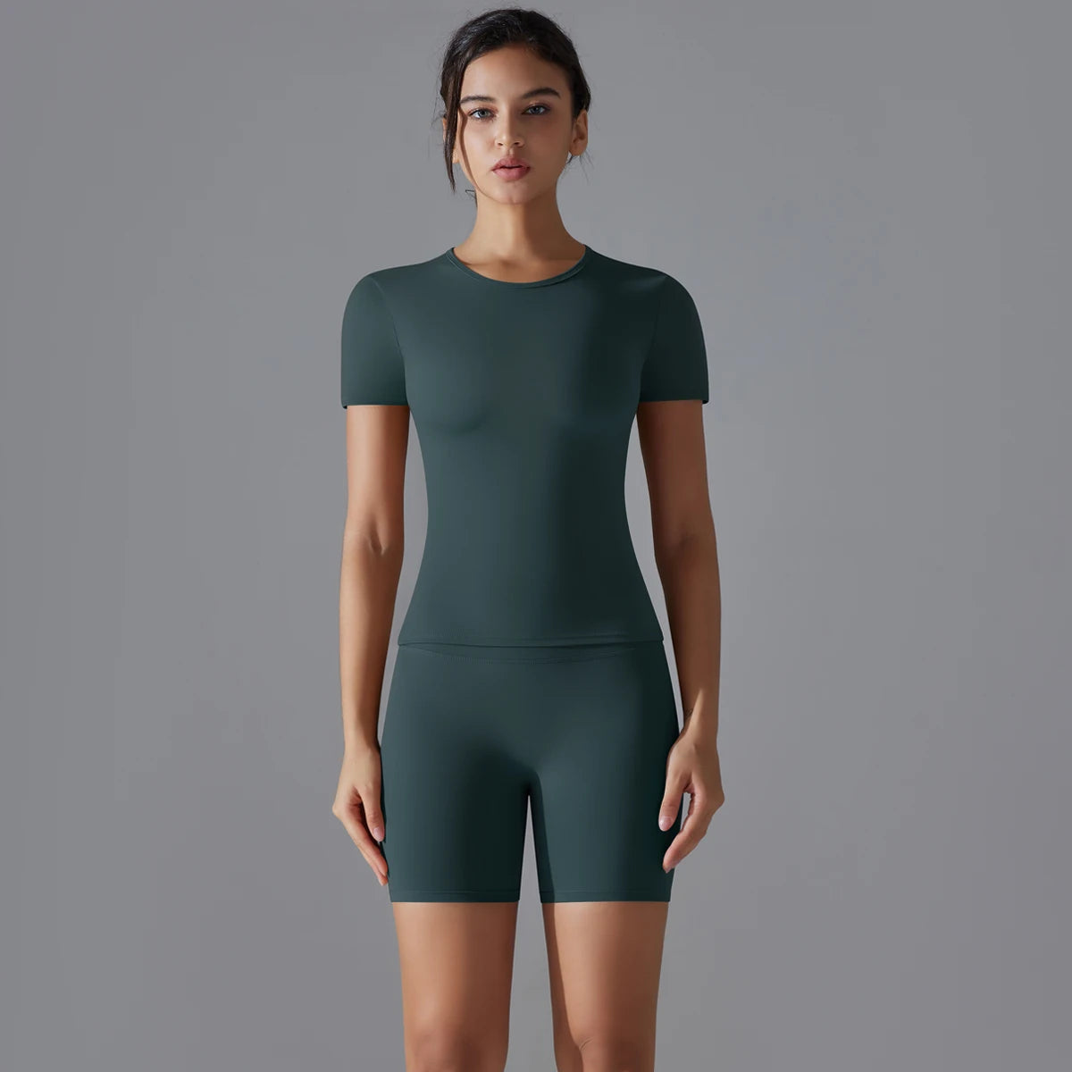 Yoga Set Women Sports Short Sleeve Top With High Waist Leggings Running Jogging Workout Clothes Sports Fitness Gym Sets