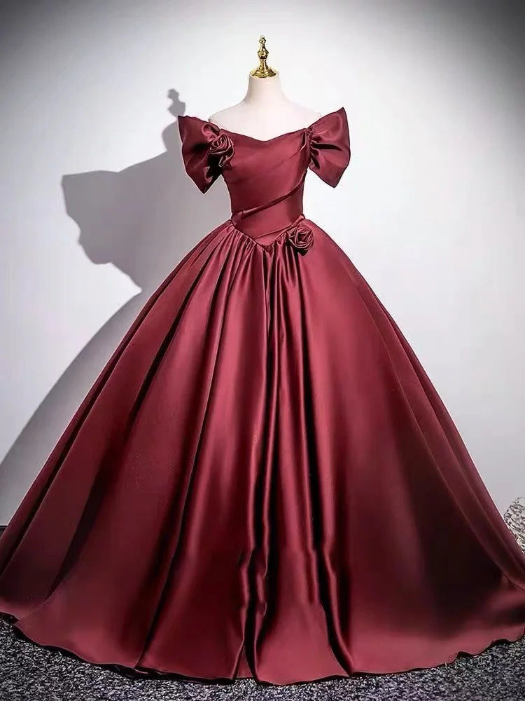 Wine Red Elegant Evening Dress  2026 New Toast Dress for Bride's Wedding High-end One Shoulder Performance Chorus Dress