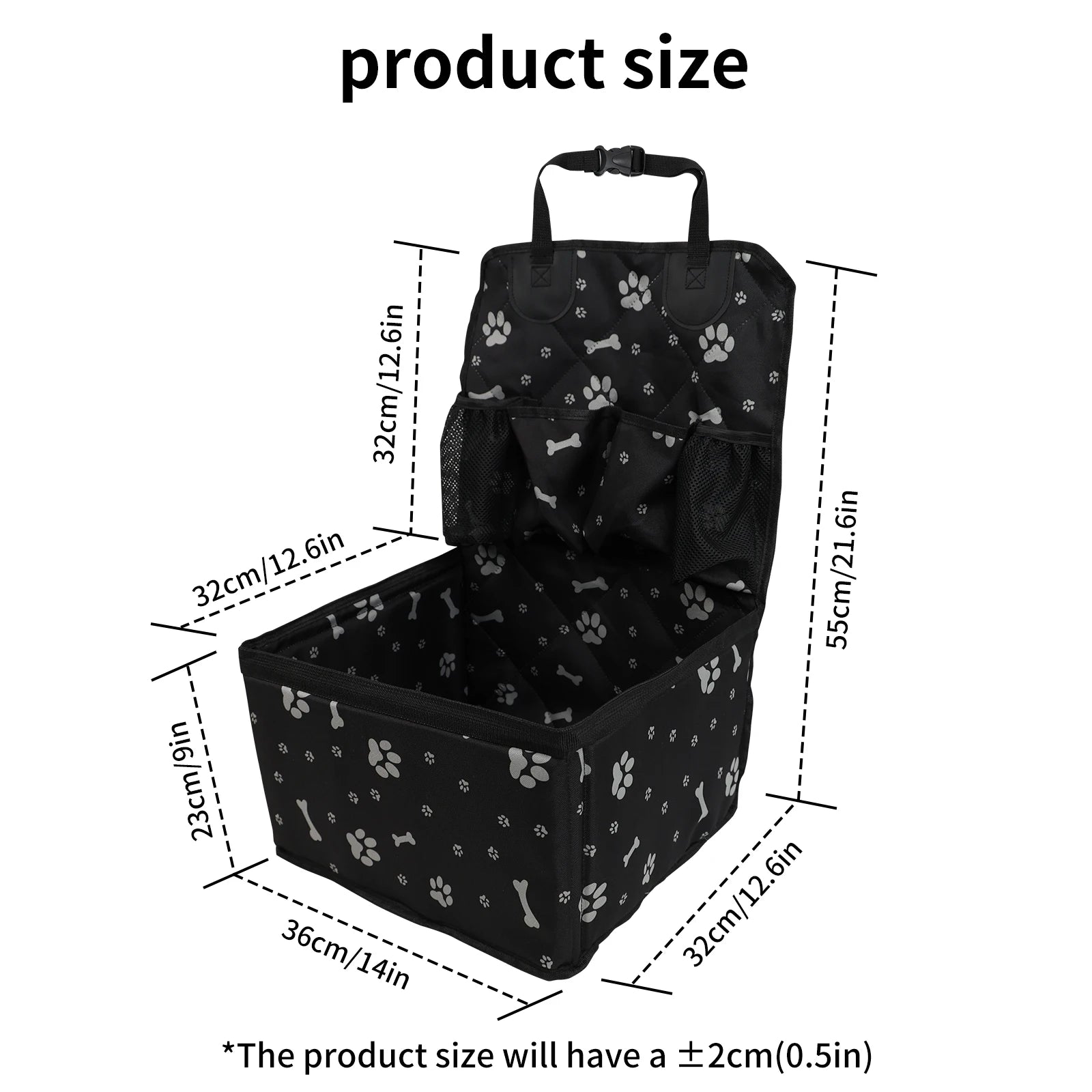 Pet Dog Car Seat with Storage Pockets Universal Pet Seat Cover for Small Medium Dogs Non-Slip Portable Travel Mat & Safety Bag