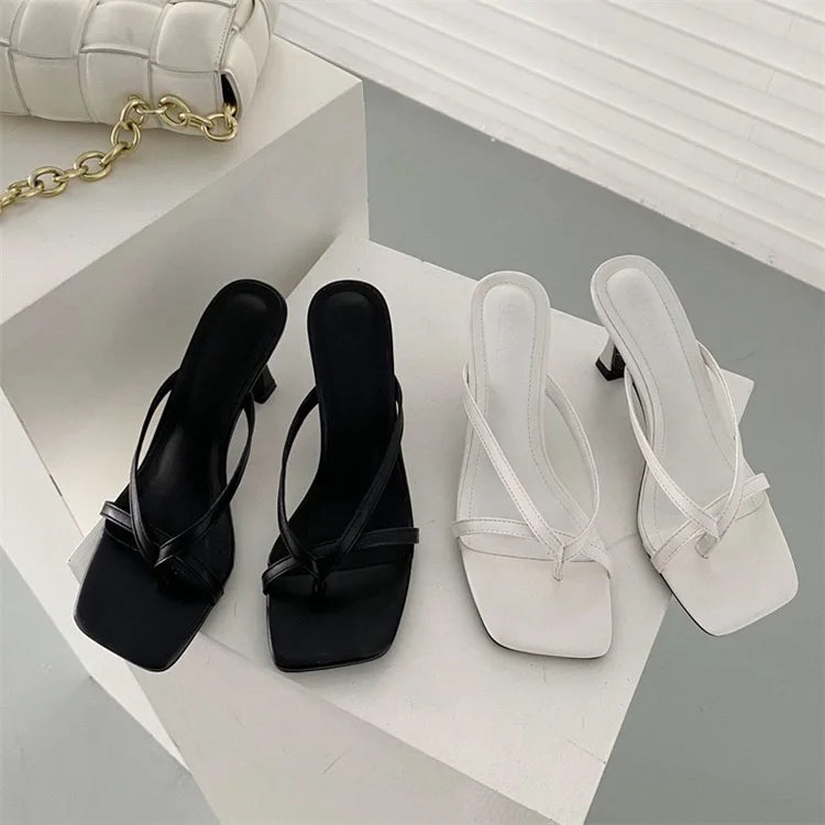 Sexy High Heels Slippers Women's Elegant Shoes Fashion Heeled Sandals for Woman Clip Toe Luxury Slippers Party Female Slides