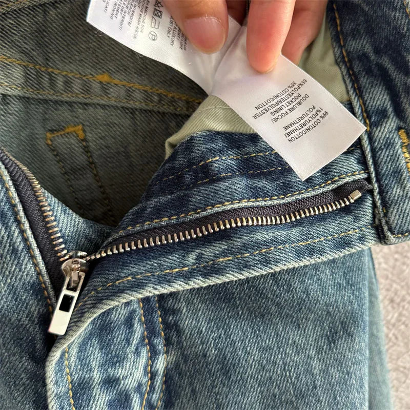 High Waist Straight Denim Pants