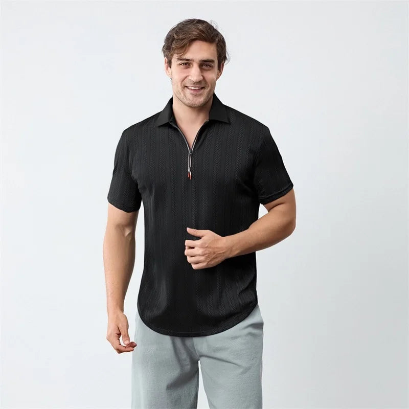 Jacquard Zip Polo