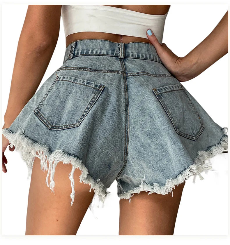 Women Denim Shorts Jeans Summer Beach Clothing Feminino Wide Leg Loose Short Femme Pantalones Cortos Ropa Mujer Fashion Clothes