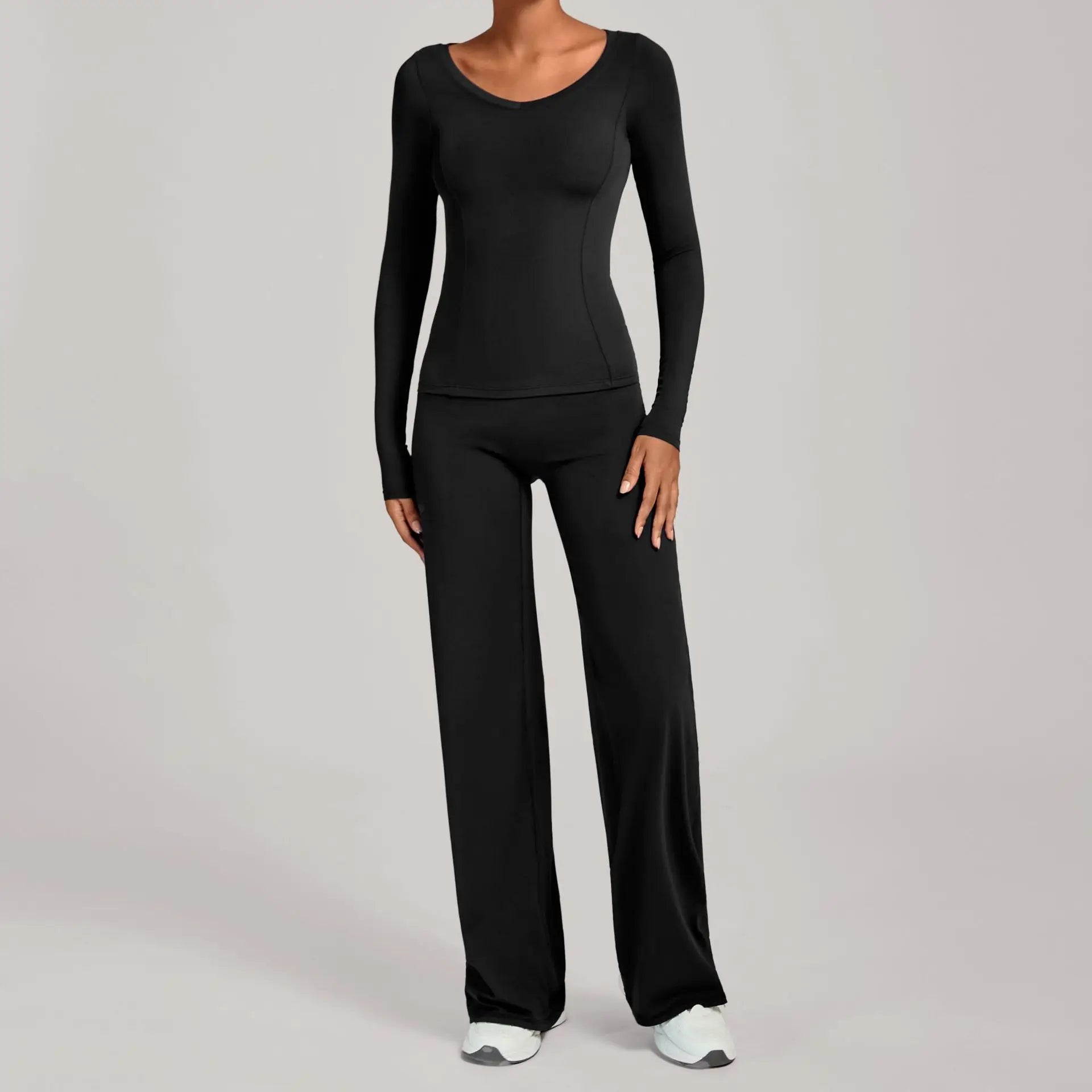 2PCS Yoga Set Women Yoga Pant Workout Tracksuit Sportswear Gym High Waist Straight Leg Bottoms Fitness Bta Sports Suit XP01