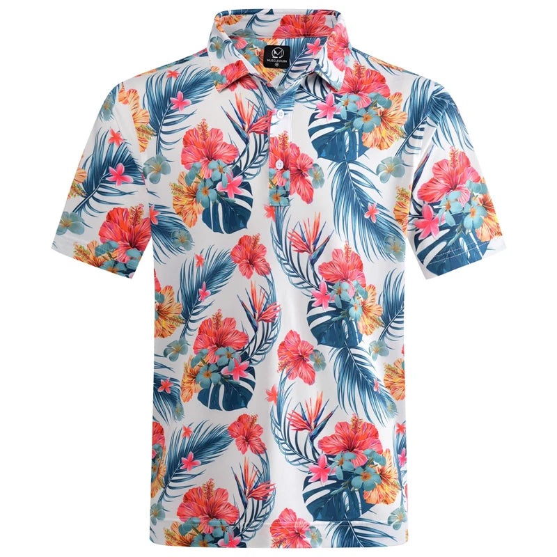 Hawaiian Print Streetwear Polo Shirt
