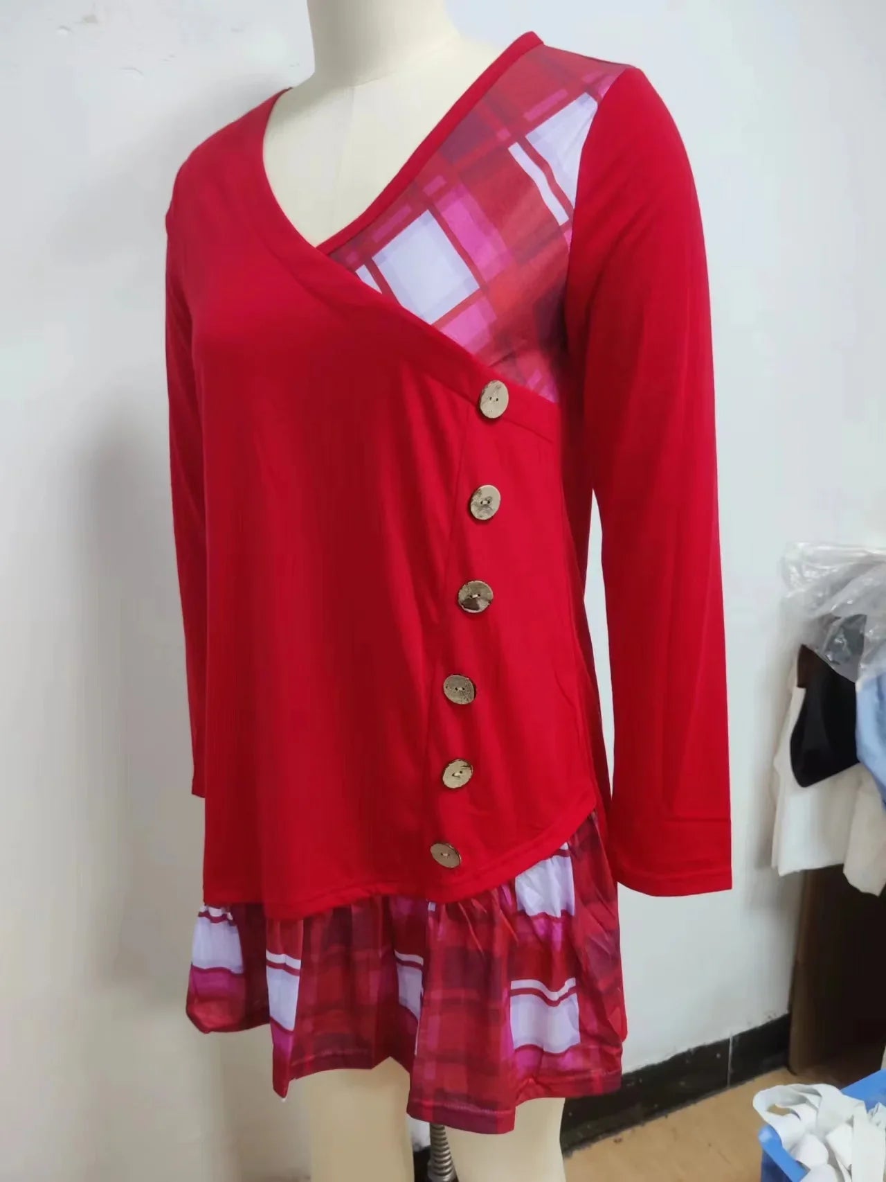 Loose Fit V-Neck Long Dress