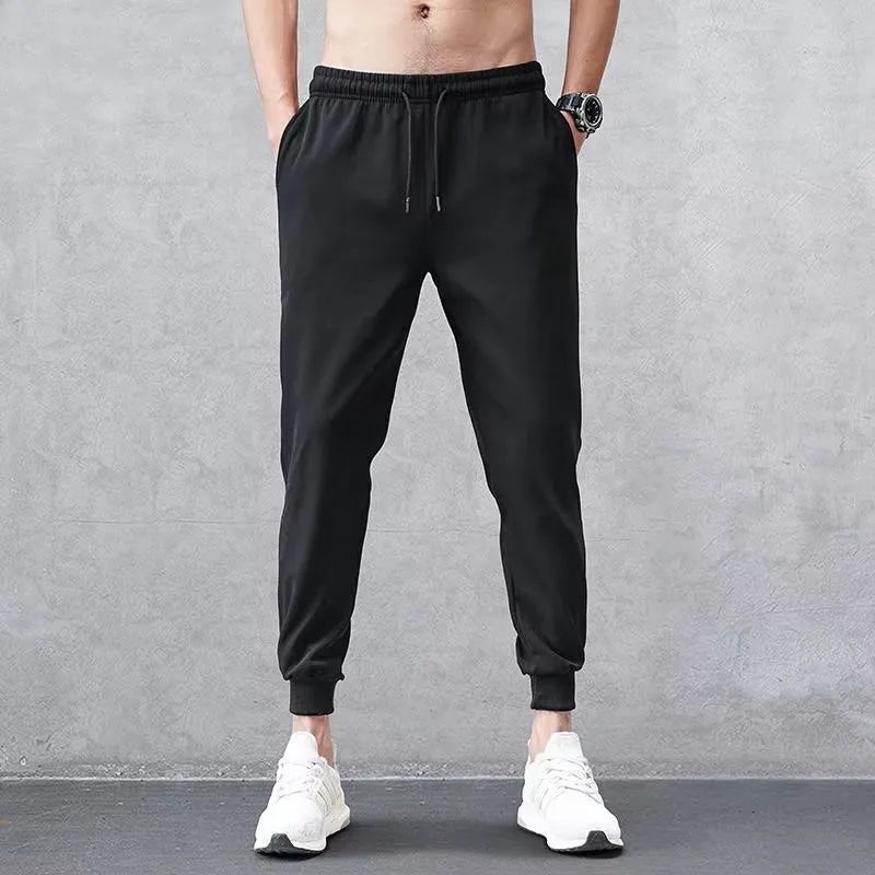 Men Jogger Pants Contrast Color Sides Buttons Stretch Workout Long Trousers Casual Sports Sweatpants Streetwear