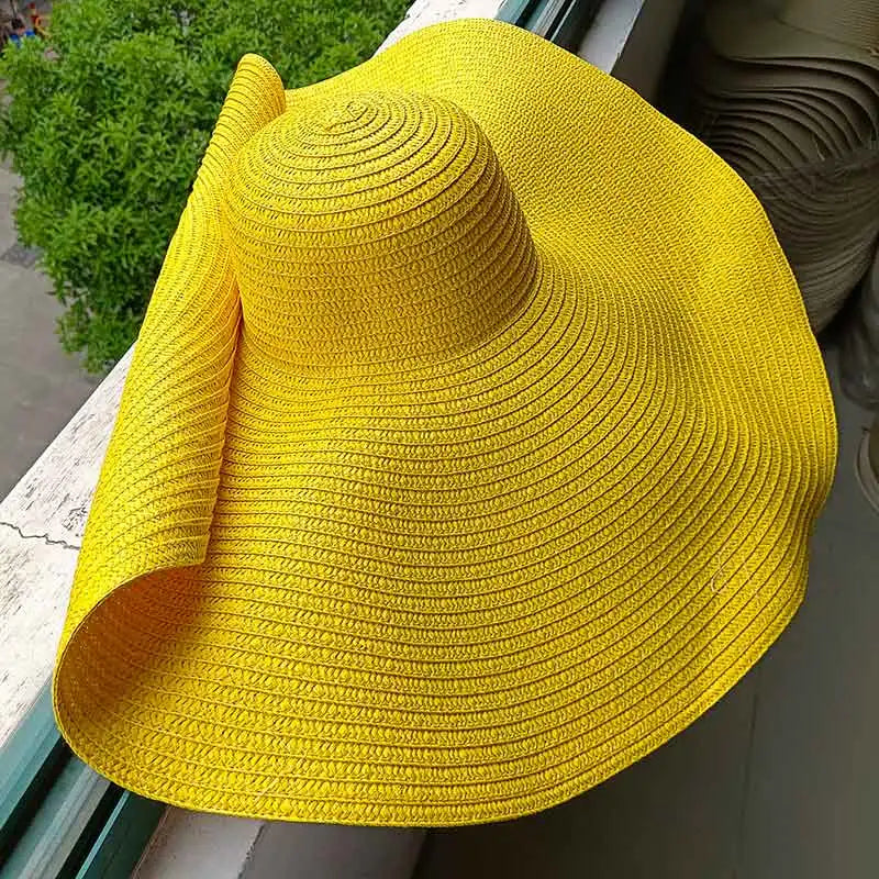 60cm Oversized Foldable Straw Sun Hat