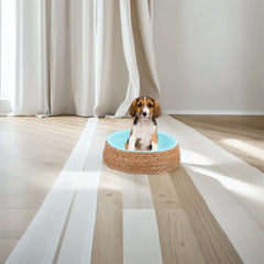 Pet Wicker Round Bed Natural Handwoven Breathable Cozy Sleeping Cushion for Small Dogs Cats Puppies Pets