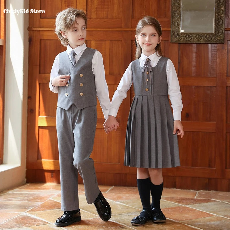 British Style Kids Vest Suit