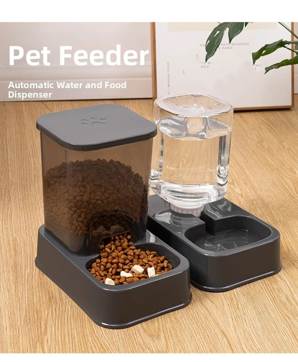 1.2L/1.5L Pet Automatic Feeder Plastic Large Capacity Cat Dog Water Dispenser Feeder Set 3 Colors 2 Styles