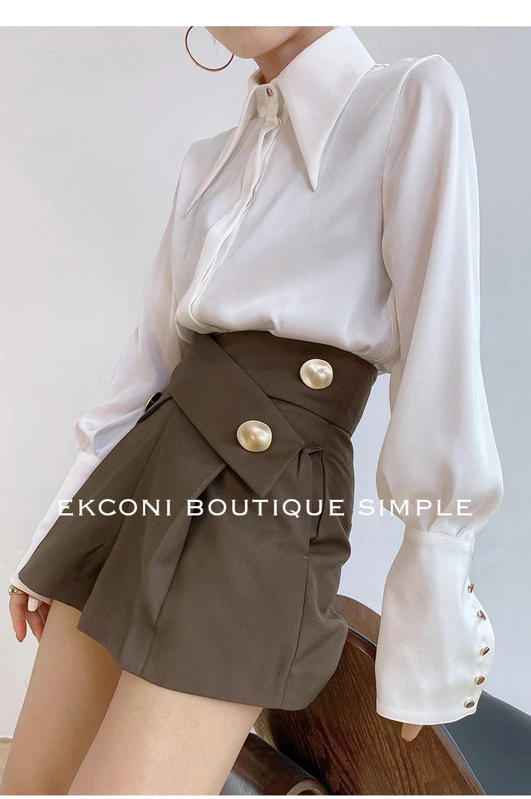 Elegant Satin Office Casual Shirt