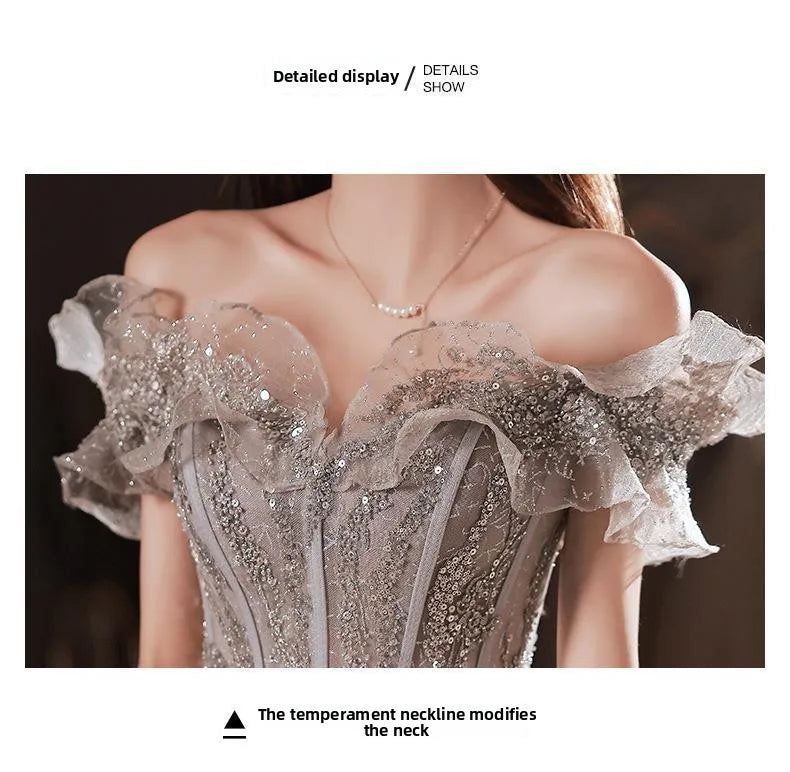One Shoulder Fairy Style Evening Dress