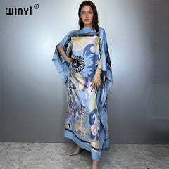 Printed Dresses For Women 2025 Fashion Design Loose Dress Batwing Maxi Long Femme Vestidos Summer Autumn Party Elegant Dress