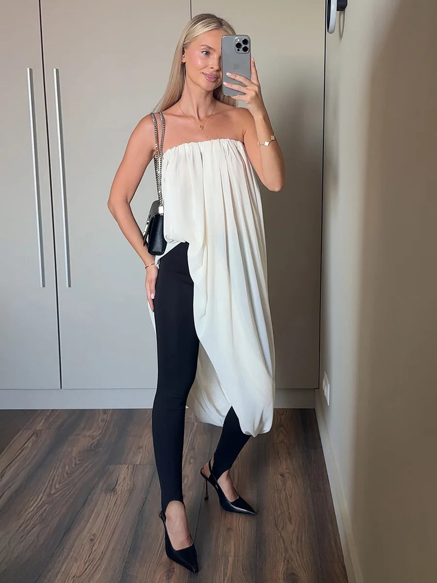 Irregular Skirt for Women Spring Summer New Elegant Street Style Skirt Women's Fashion Loose Ruched Draped Side Split Maxi Skirt