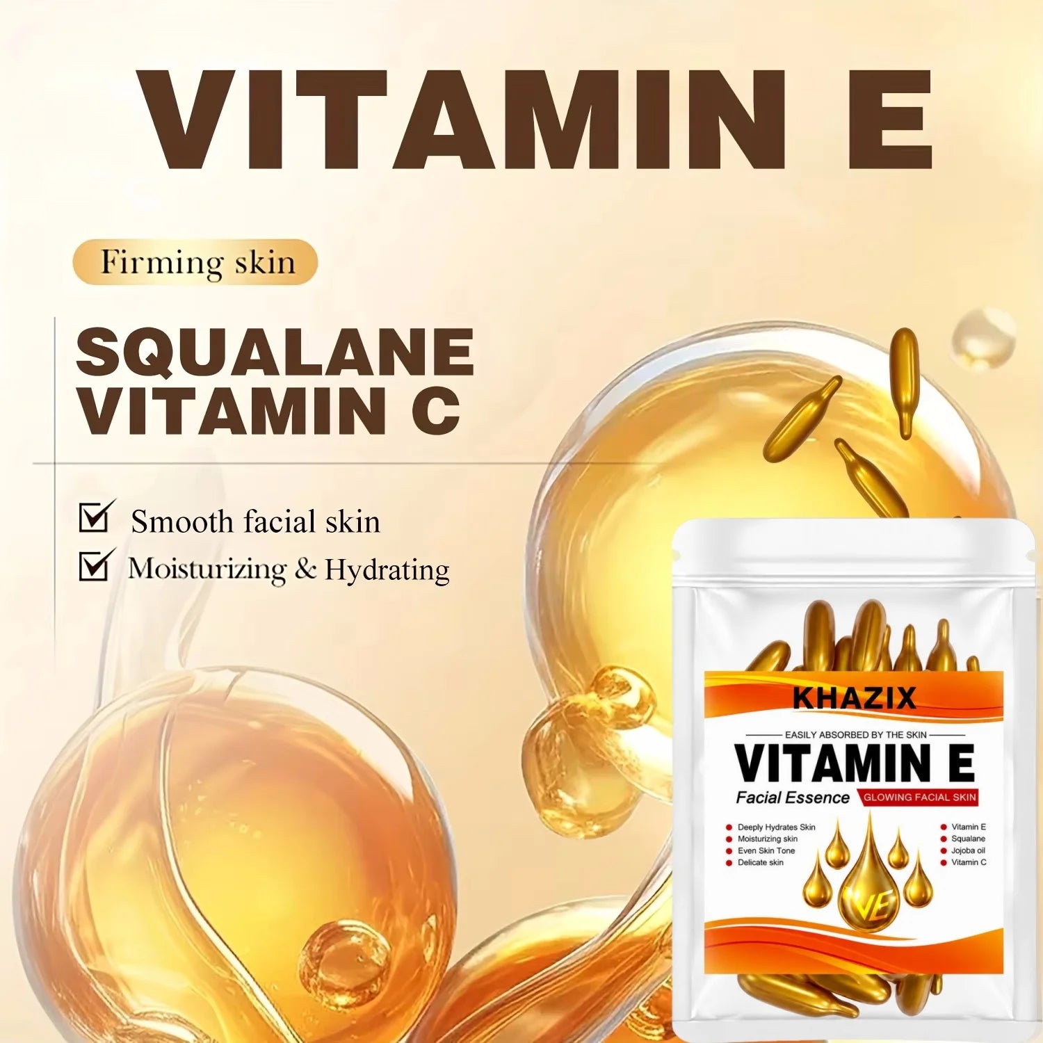 Deep Hydrating Face Serum with Vitamin C Vitamin E Squalane and Jojoba Oil Moisturizing for Smooth Soft Even Looking Skin.