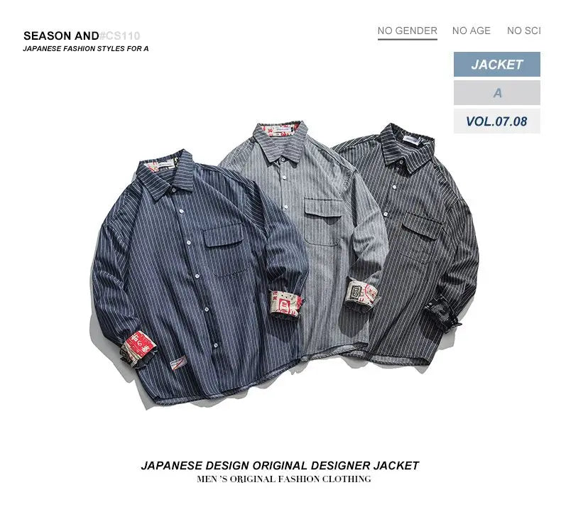 Retro Striped Workwear Shirt Women