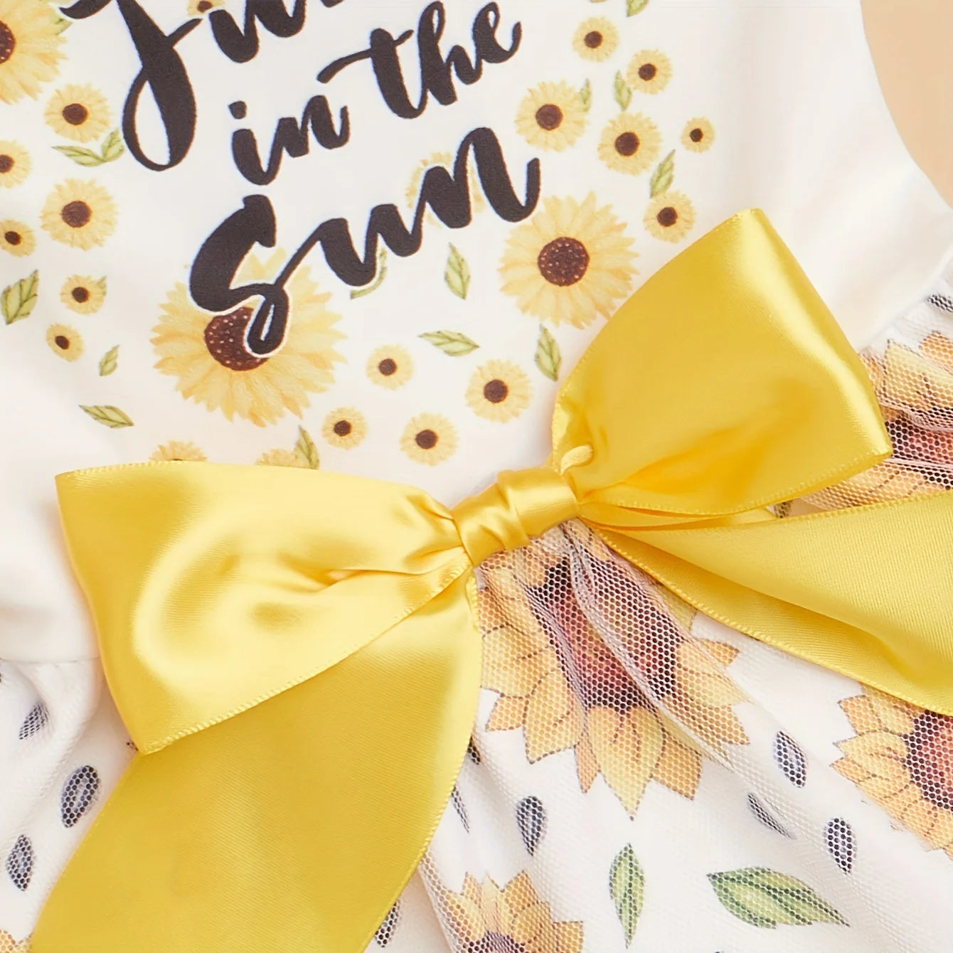 Sunflower Print Puppy Girl Dress