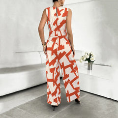Vacation V Neck Wide Leg Jumpsuit