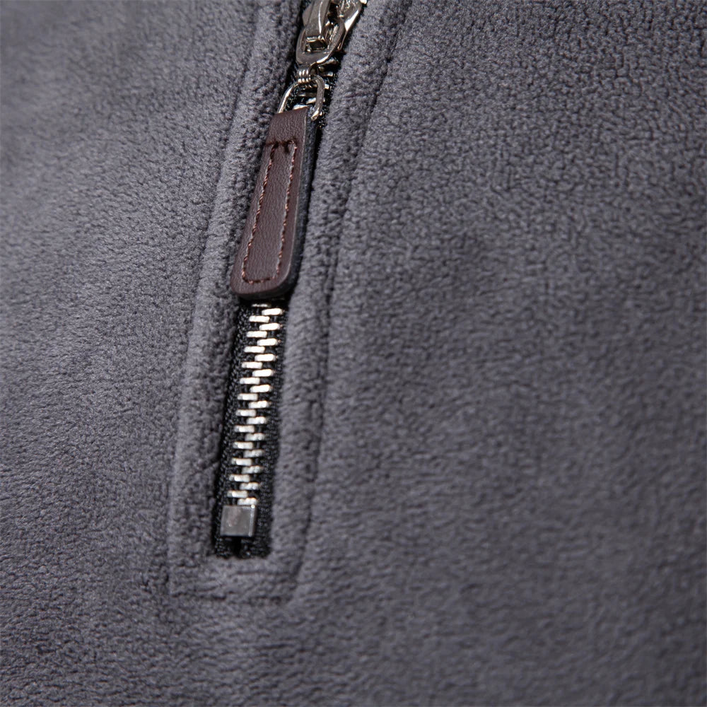 Thick Fleece Zip Neck Pullover