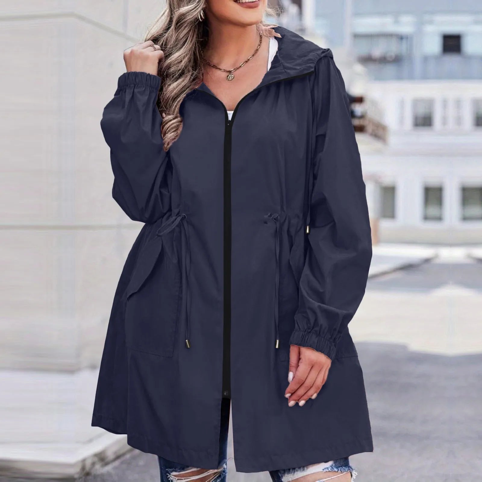 Women Trench Coat New Spring Autumn Jacket Casual Long Sleeve Hooded Mid Long Windbreaker Female Overcoat High-Quality Coats