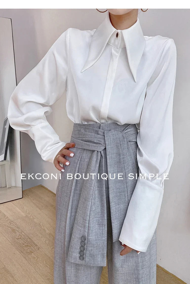 Elegant Satin Office Casual Shirt