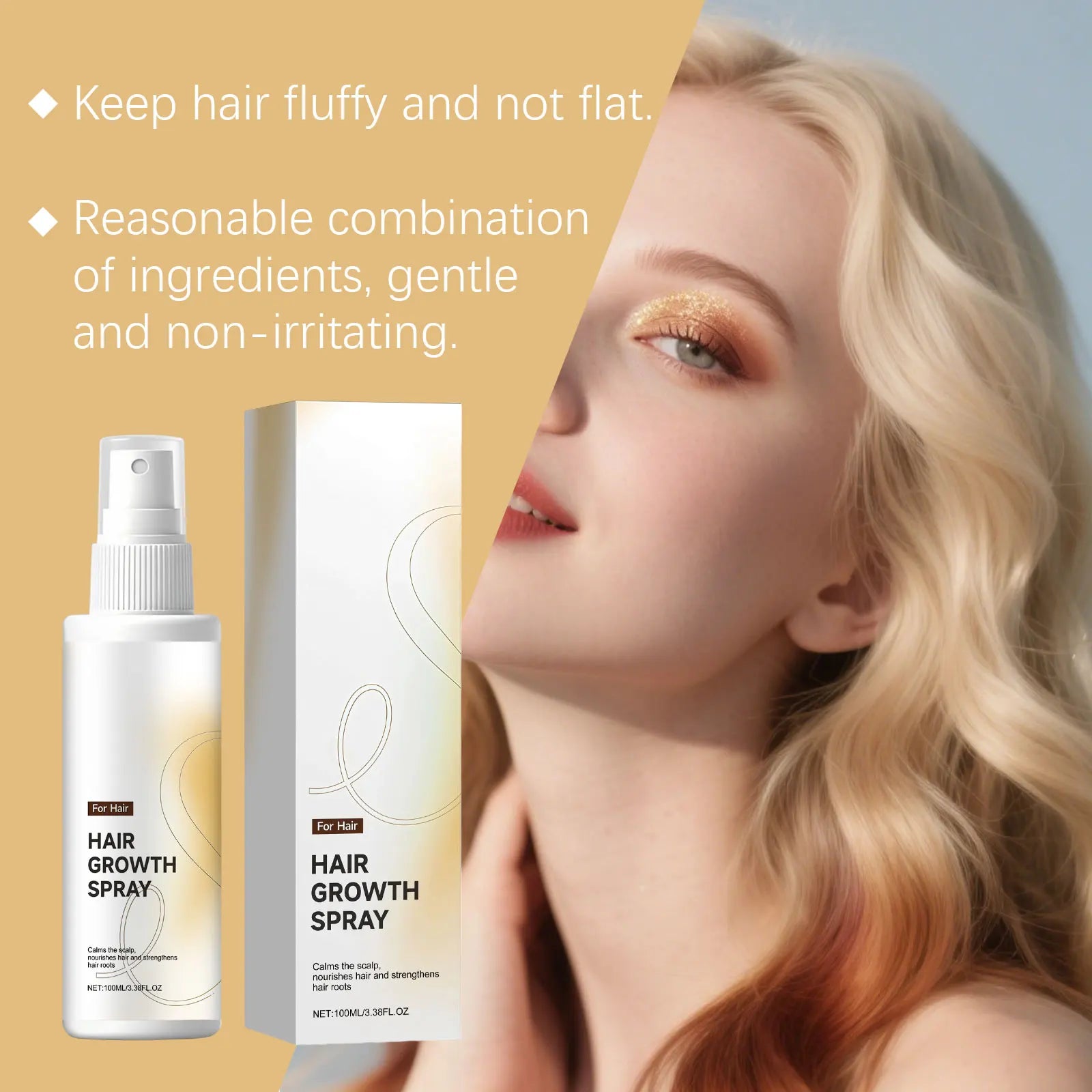 Hair Growth Spray Nourish Moisturize Scalp Plump Strengthen Follicles Reduce Hair Loss Breakage Sagging Smooth Out Frizz Essence