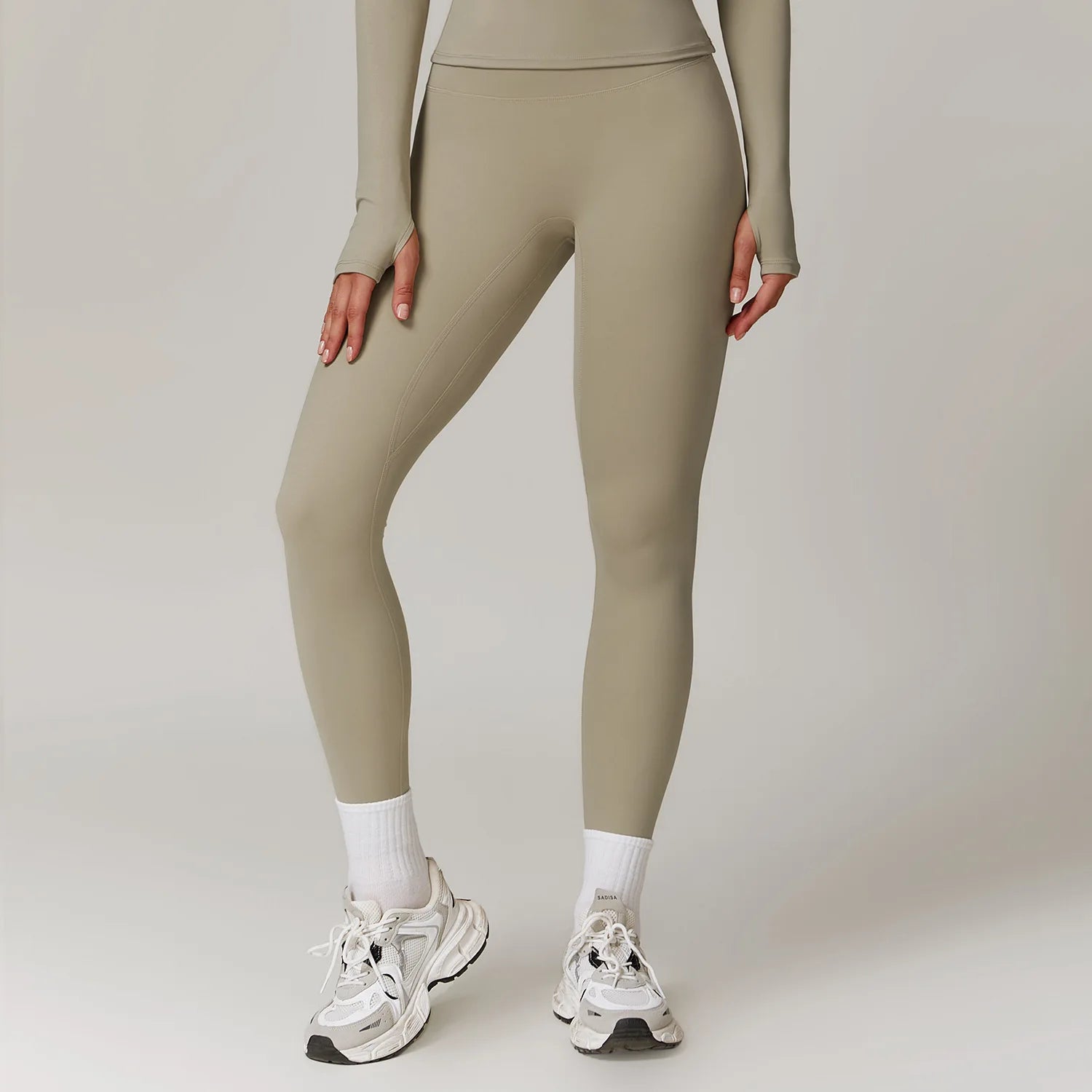 Fitness Leggings High Rise Hip Lift Brushed Soft Material For Ladies Outdoor Elastic Slim Fit Outer Wear Sports Tight Pants