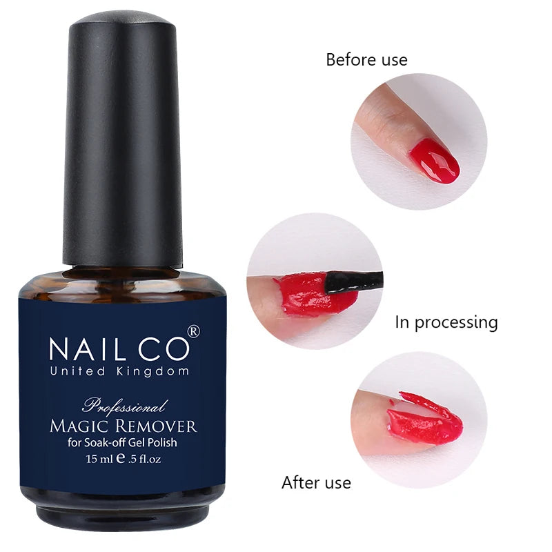 NAILCO 15ml Magic Remover Nail Gel Polish Remover UV Gel Polish Fast Remove Semi Permanent Varnish Polish Cancel Glue Gel Polish