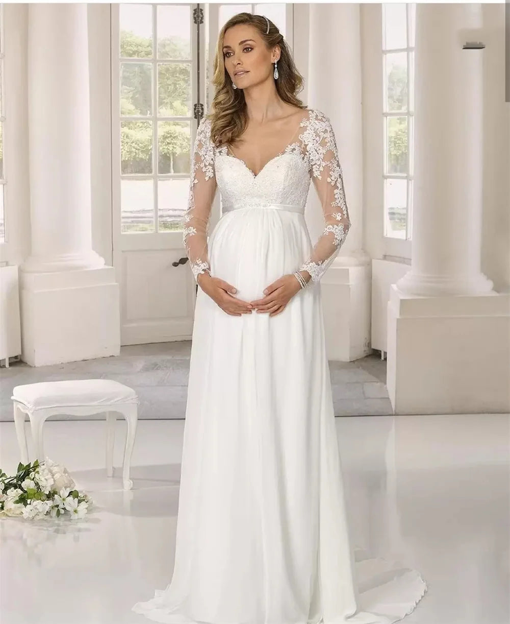 Maternity Boho Lace Wedding Gown