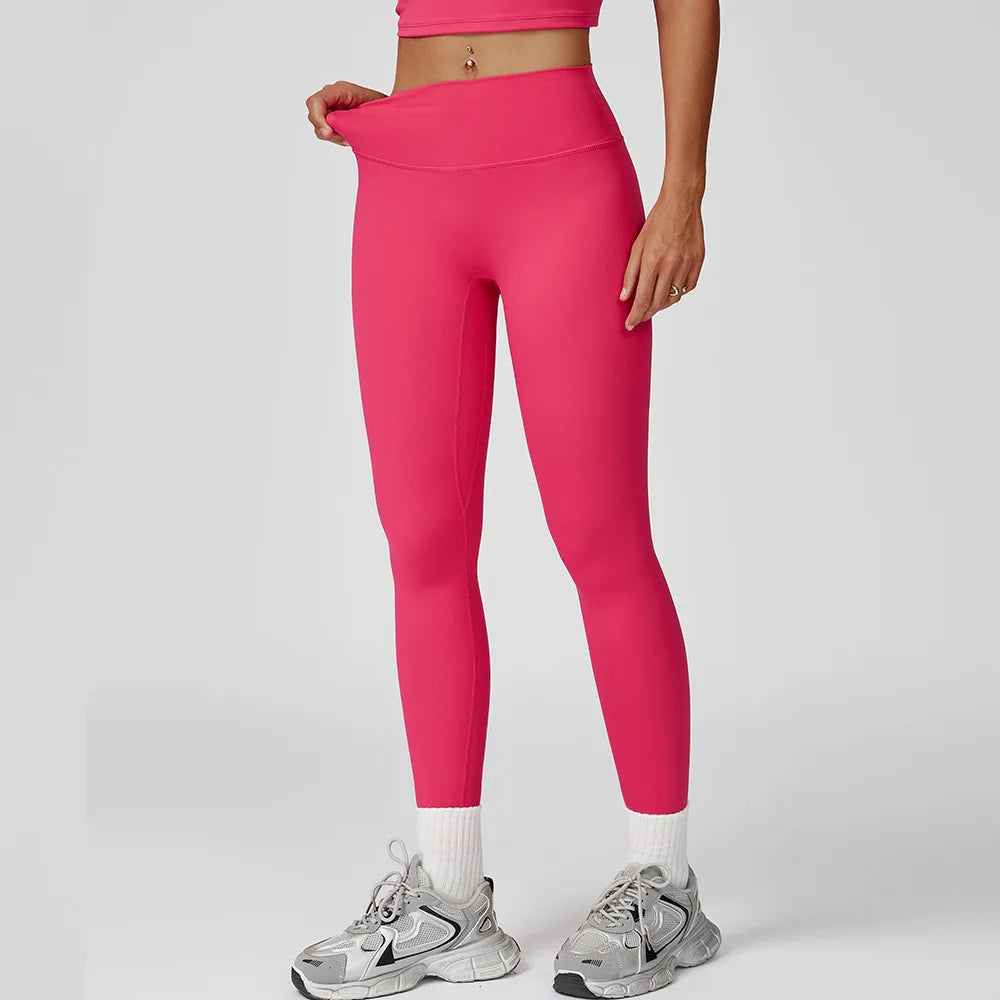 Fitness Leggings High Rise Hip Lift Brushed Soft Material For Ladies Outdoor Elastic Slim Fit Outer Wear Sports Tight Pants