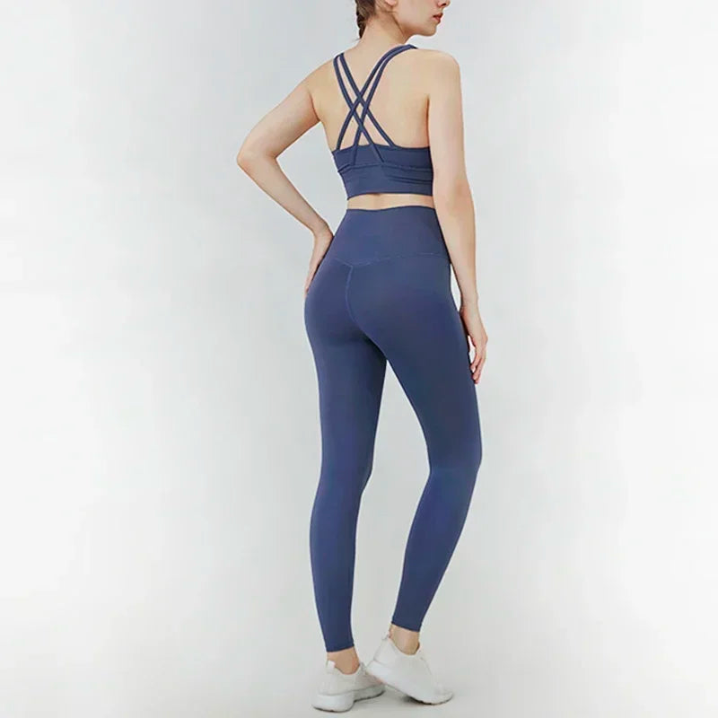 Women's Yoga Set Workout Set 2 Piece High Waist Yoga Leggings Sports Bra Gym Suit Activewear Sports Fitness Set Sports Suit